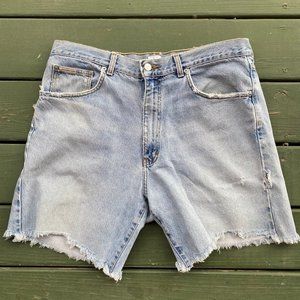 Calvin Klein Light Wash Thrashed Denim Shorts